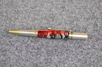 Image 4 of Majestic Squire Pen with Black Lace and red Feathers, #073