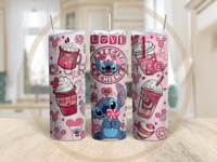 Cafecito y Chisme Stitch Love tumbler