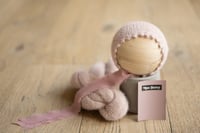 NEW!!  Dusk light fuzz Picot Brim Bonnet + Wrap + Fluff copy