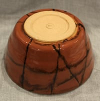 Image 3 of Small bowl - orange with brown lines