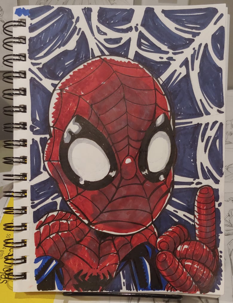 Image of Spiderman full color sketch