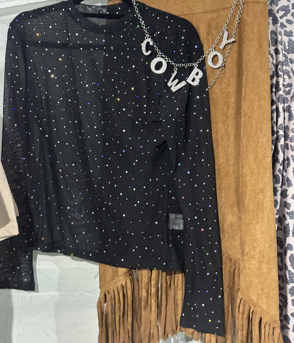 Image of Shania Rhinestone sheer top