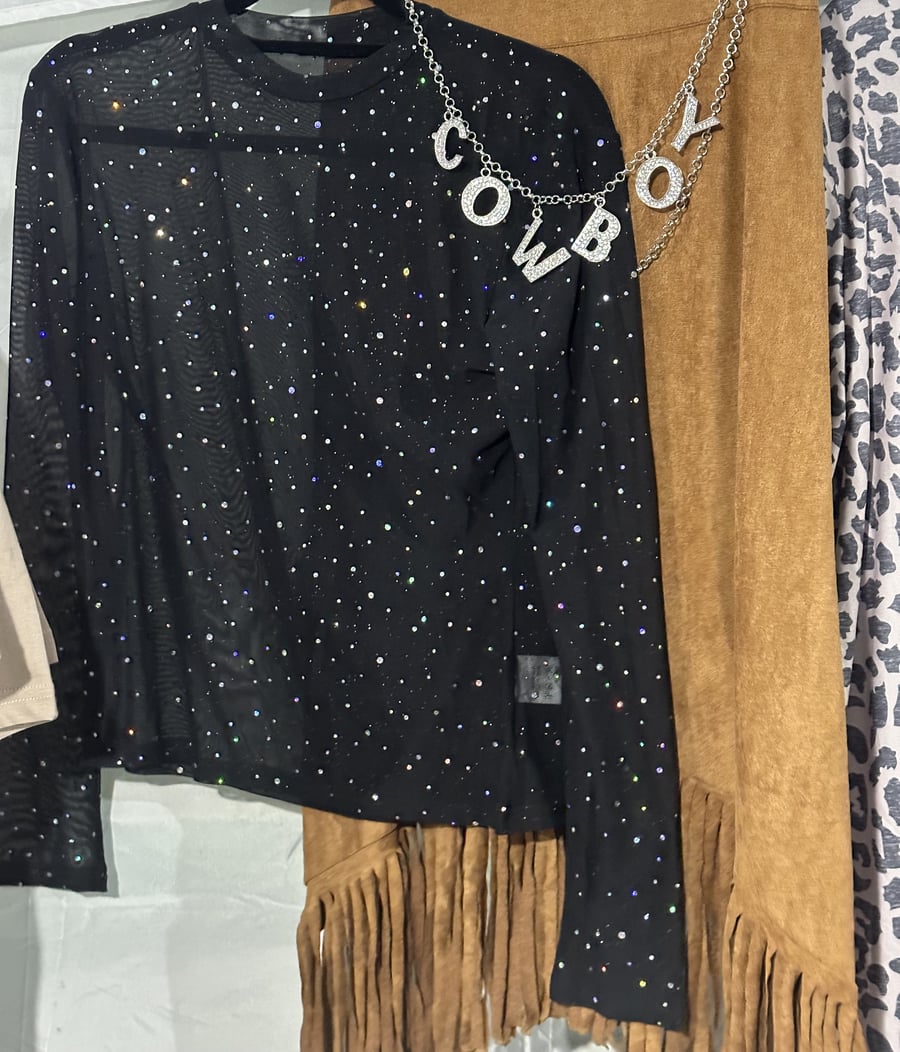 Image of Shania Rhinestone sheer top