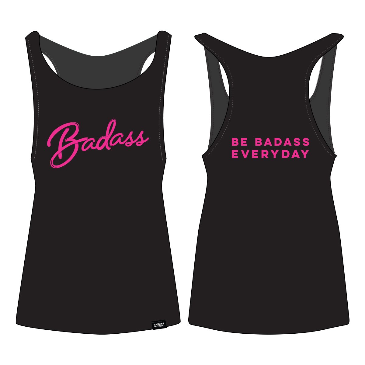 Image of Badass Script Heather Black Flowy Tank 