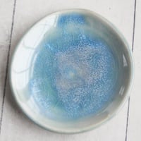 Image 2 of Small Spoon Rest in Sea Glass Blue Glaze, Teaspoon Dish for Coffee Station, Made in USA