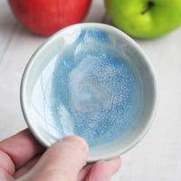 Image 4 of Small Spoon Rest in Sea Glass Blue Glaze, Teaspoon Dish for Coffee Station, Made in USA