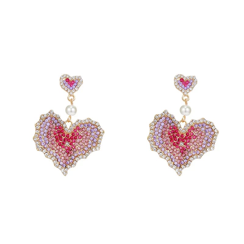 Image of Luxury Heart Shaped Diamond Earrings 