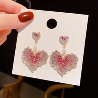 Image 3 of Luxury Heart Shaped Diamond Earrings 