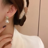 Image 2 of Gold and Pearl Earrings 