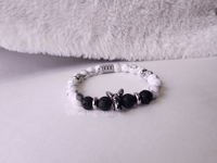 Image 1 of Howlite/ Lava Bead Men Bracelet/Gemstone Bracelet/ Elephant Stretch Bracelet.