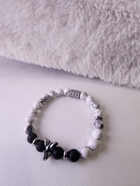 Image 2 of Howlite/ Lava Bead Men Bracelet/Gemstone Bracelet/ Elephant Stretch Bracelet.