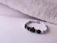 Image 3 of Howlite/ Lava Bead Men Bracelet/Gemstone Bracelet/ Elephant Stretch Bracelet.