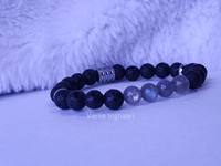 Image 4 of Labradorite/lava Bead Gemstone Bracelet/Men Bracelet/Stretch Bracelet