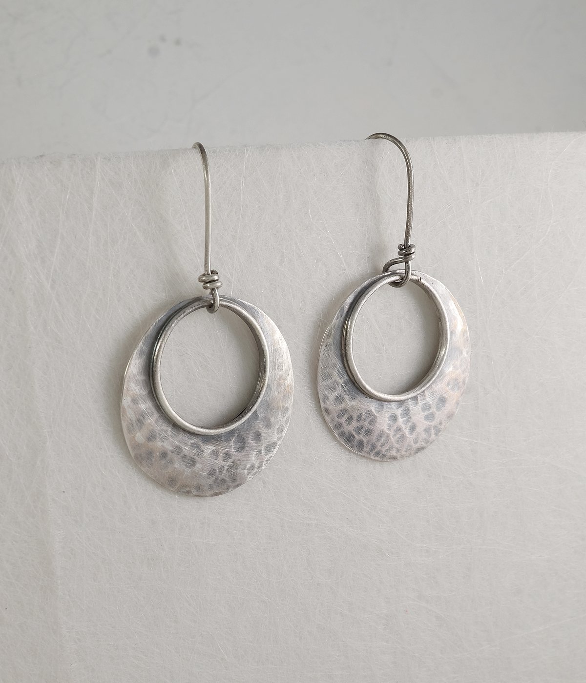 Image of Sterling Cut-out Hammered Earrings