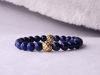 Image 1 of Beautiful  Lapis Lazuli Gemstone Bracelet/Men/Women Bracelet/Stretch Bracelet