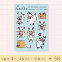 Image of noelle and the terrible day sticker sheet