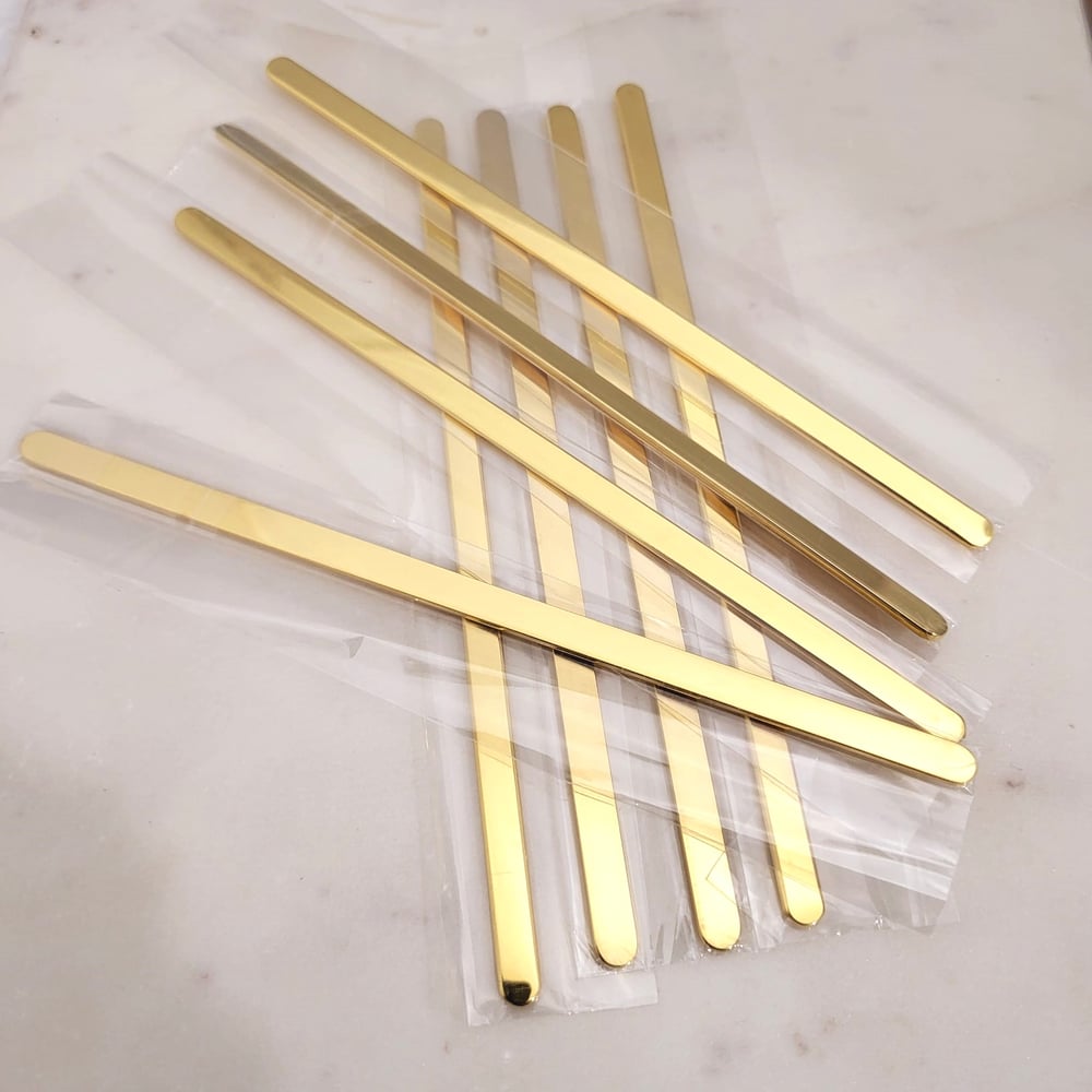 Image of Yellow Gold Color Flat Bracelet Blanks for Laser Engraving -5 Pack Stainless Steel 6mm wide