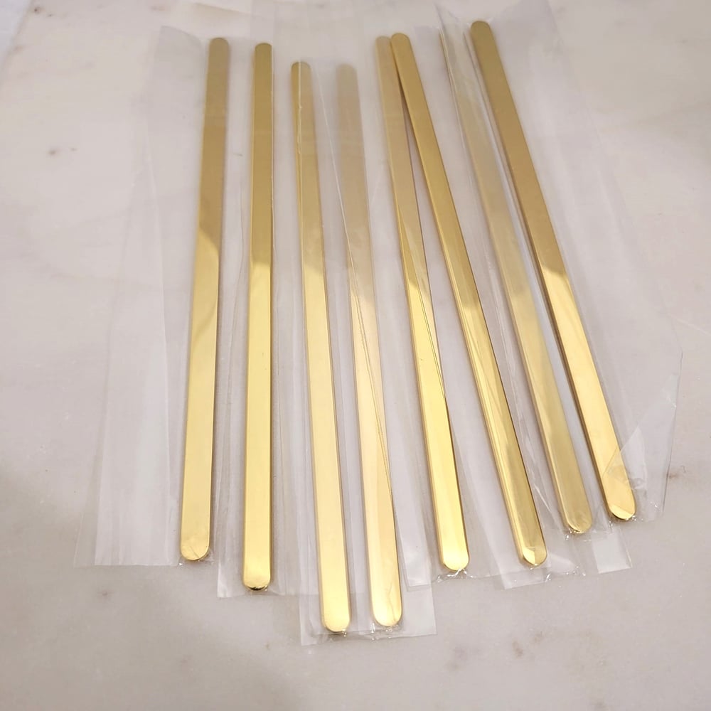 Image of Yellow Gold Color Flat Bracelet Blanks for Laser Engraving -5 Pack Stainless Steel 6mm wide