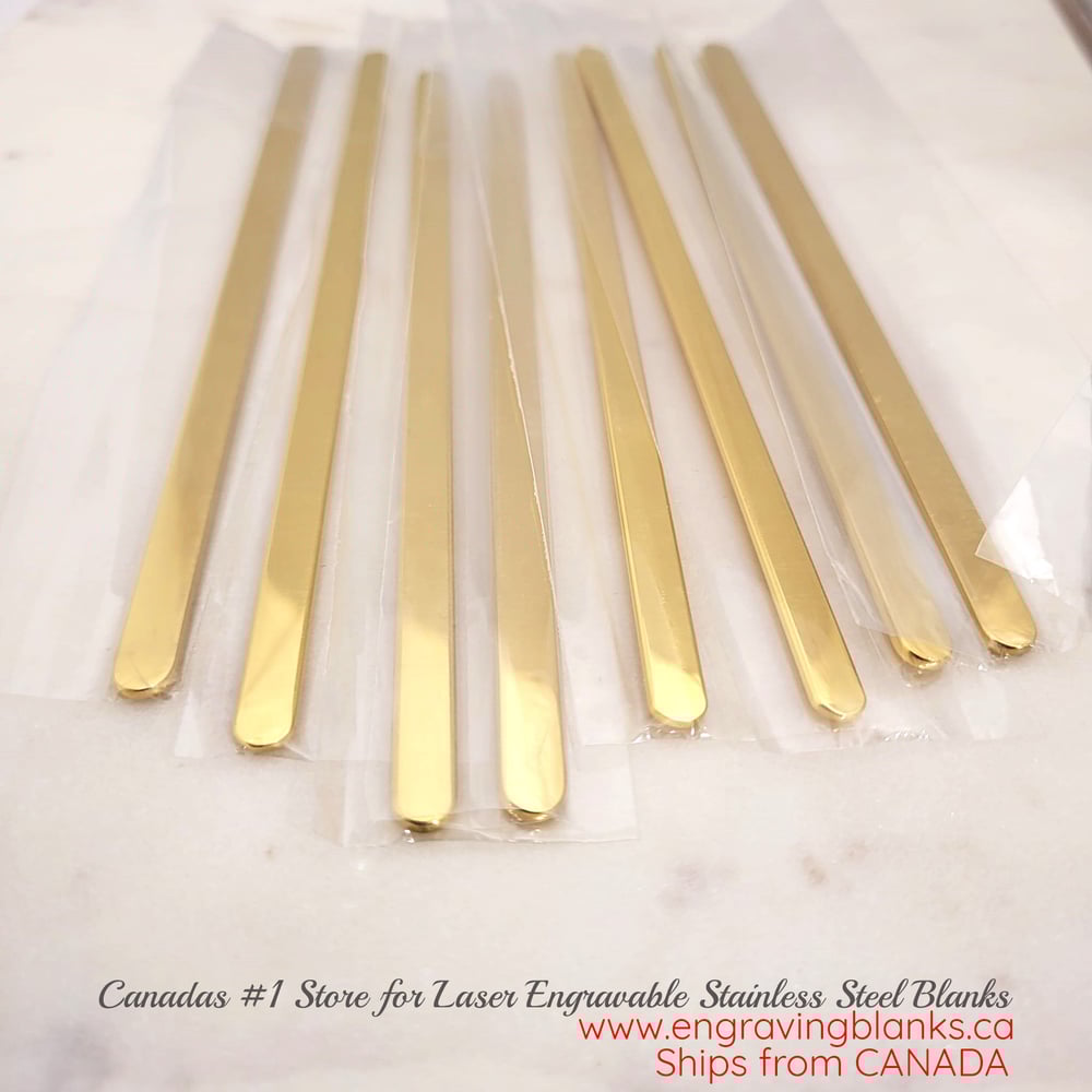 Image of Yellow Gold Color Flat Bracelet Blanks for Laser Engraving -5 Pack Stainless Steel 6mm wide