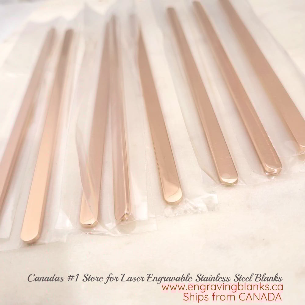 Image of Rose Gold Flat Bracelet Blanks for Laser Engraving -5 Pack Rose Stainless Steel 6mm wide