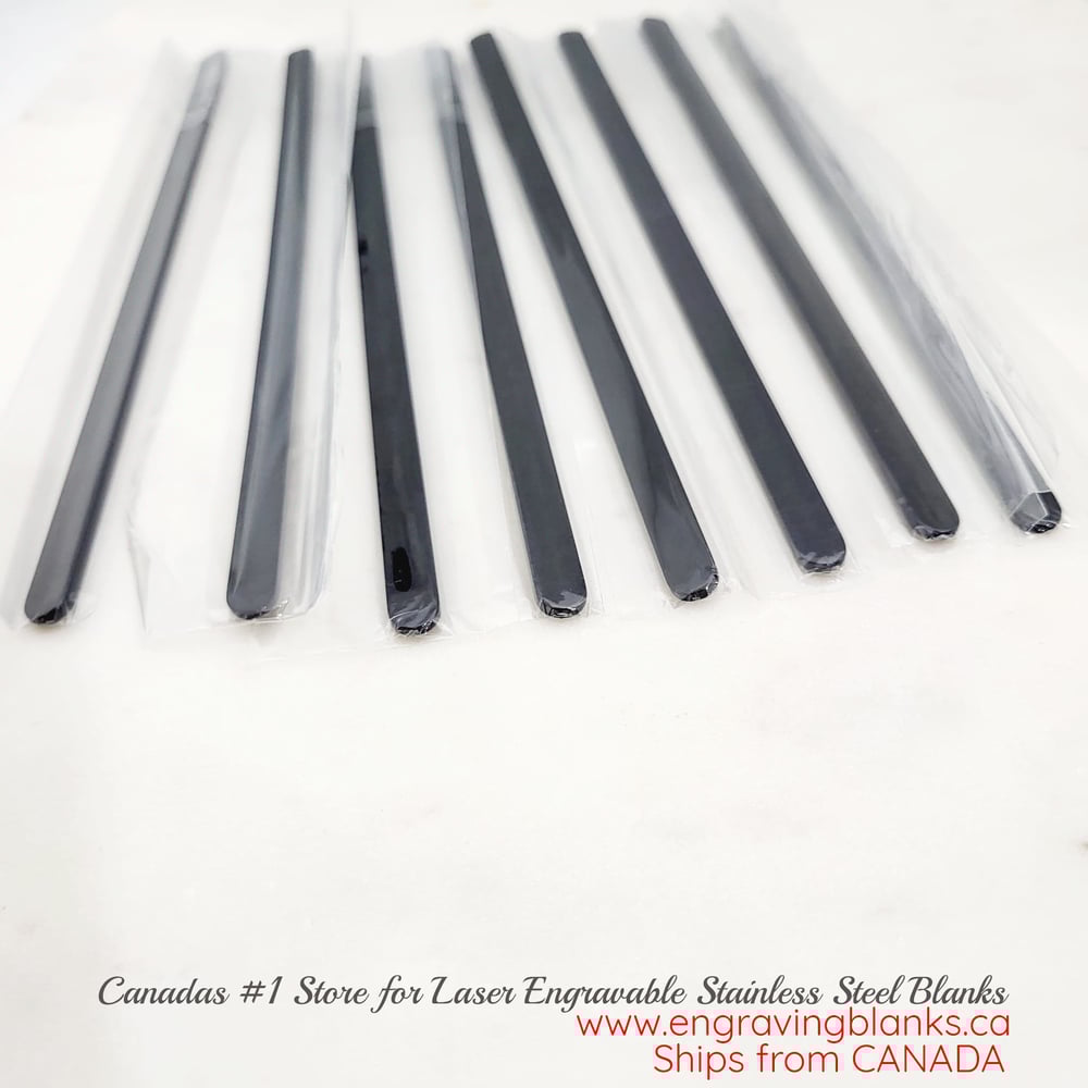 Image of Black Color Flat Bracelet Blanks for Laser Engraving -5 Pack Black Stainless Steel 6mm wide