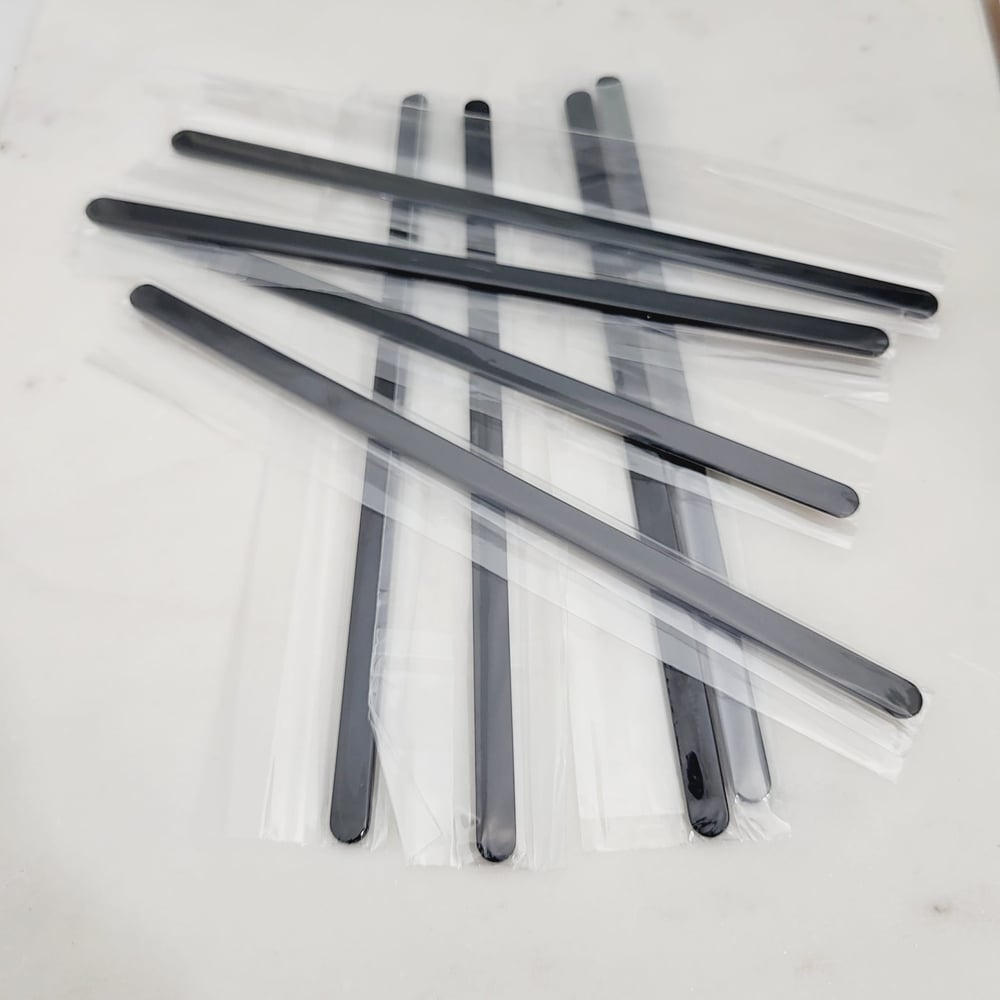 Image of Black Color Flat Bracelet Blanks for Laser Engraving -5 Pack Black Stainless Steel 6mm wide