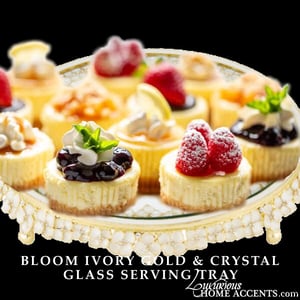 Image of BLOOM Ivory Gold and Crystal Serving Tray
