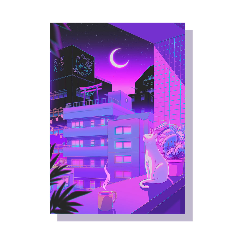Image of Under The Neon Moon HOLOGRAPHIC PRINT - A4