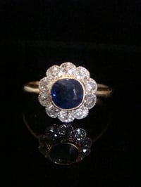 Image 1 of STUNNING QUALITY EDWARDIAN  18CT SAPPHIRE DIAMOND CLUSTER RING