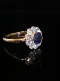 Image 2 of STUNNING QUALITY EDWARDIAN  18CT SAPPHIRE DIAMOND CLUSTER RING