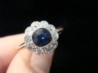 Image 4 of STUNNING QUALITY EDWARDIAN  18CT SAPPHIRE DIAMOND CLUSTER RING