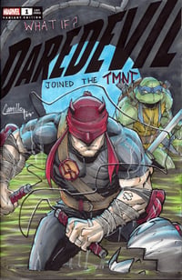 Image of What if daredevil joined the tmnt sketch cover. Original art 