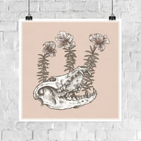Image 1 of Skull and Plants Giclee Print on Pink