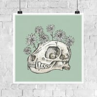 Image 1 of Skull And Plants Giclee Print on Green 