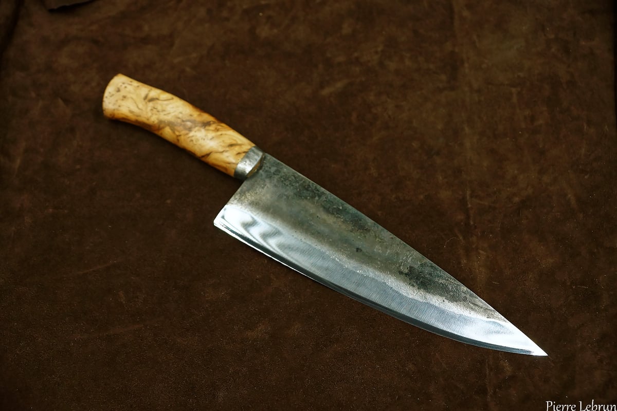 Image of Grand couteau de cuisine loupe de châtaignier