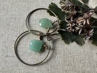 Image 2 of Aventurine Brass Hoops earrings 