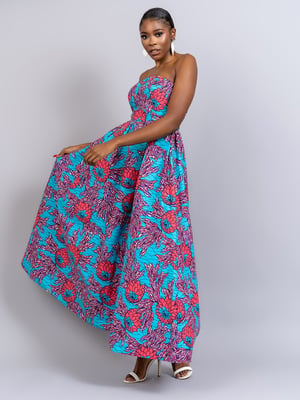 Image of Crowned Elegance Blue Nile Strapless Maxi Dress