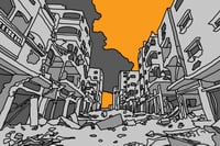 Orange Sky over Bombed City, 2023