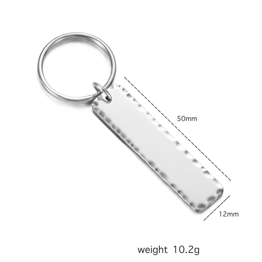 Image of Rectangle Hammered Steel Keychain Blanks 