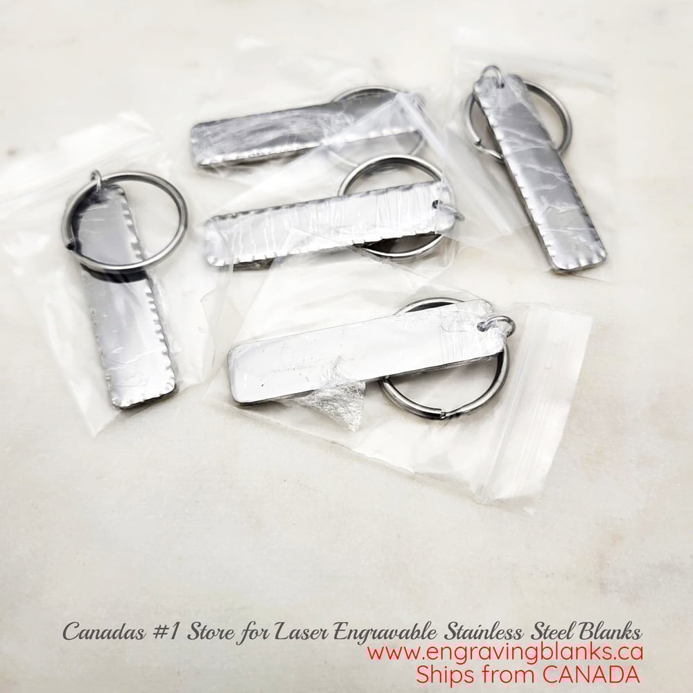 Image of Rectangle Hammered Steel Keychain Blanks 