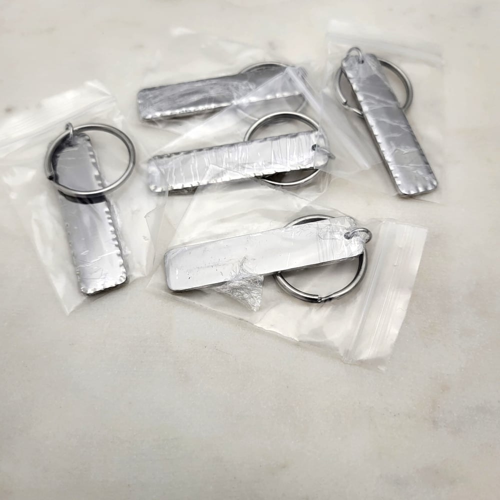 Image of Rectangle Hammered Steel Keychain Blanks 