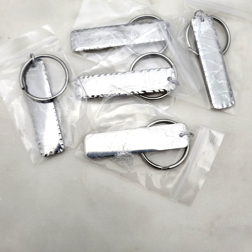 Image of Rectangle Hammered Steel Keychain Blanks 