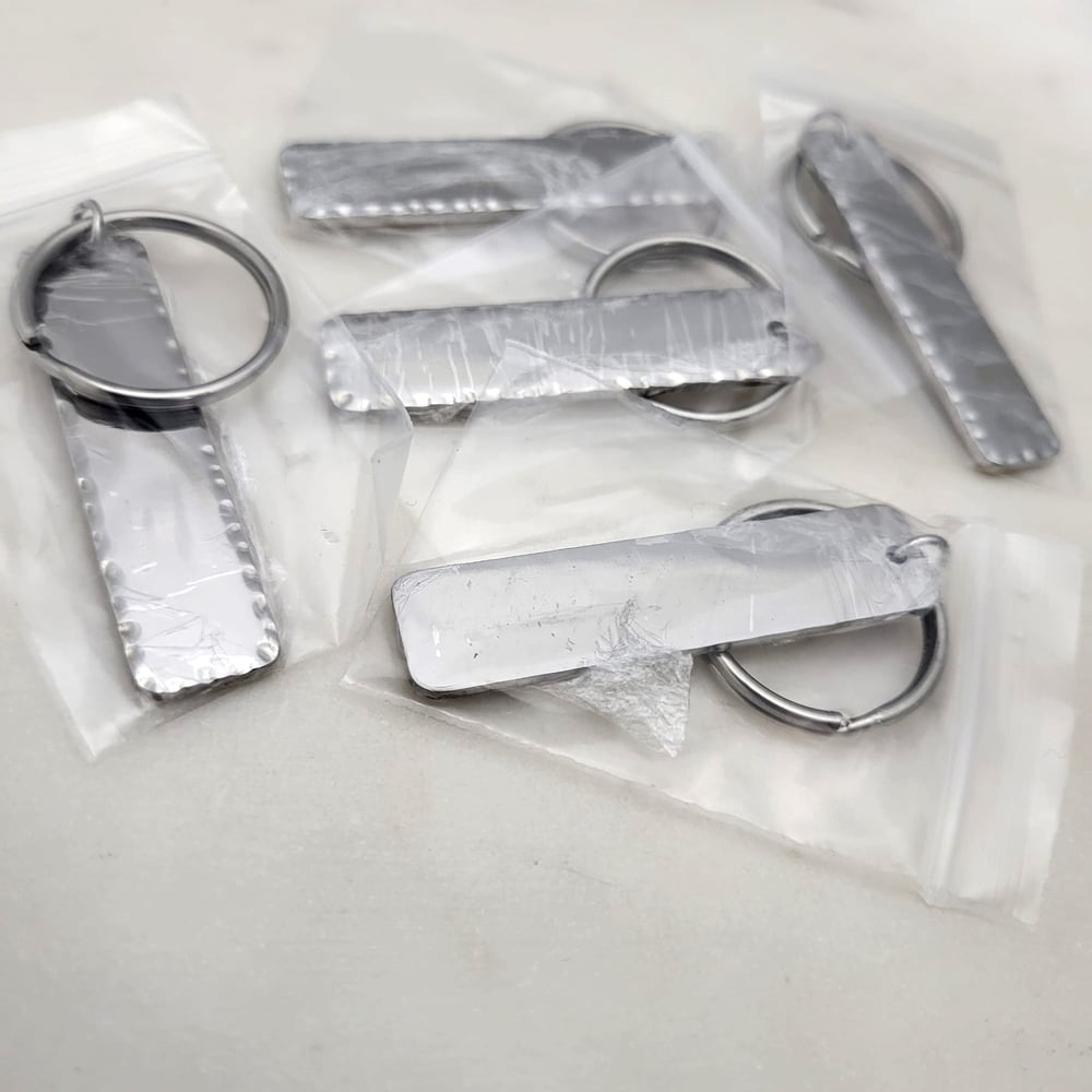 Image of Rectangle Hammered Steel Keychain Blanks 