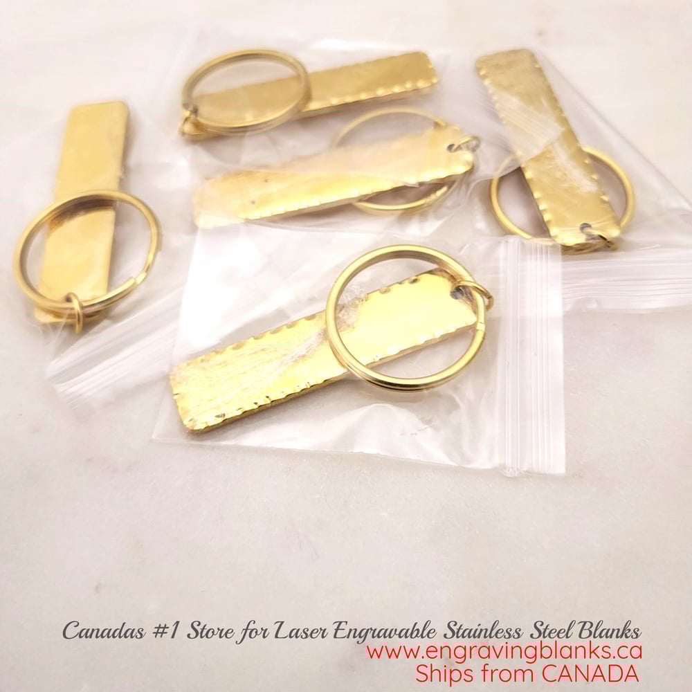Image of Rectangle Hammered Steel Keychain Blanks Gold Color