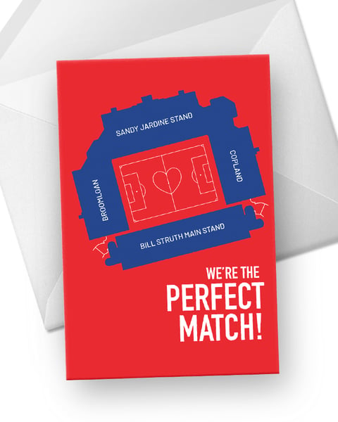 Image of We're The Perfect Match - Valentine's Card for Rangers Fans