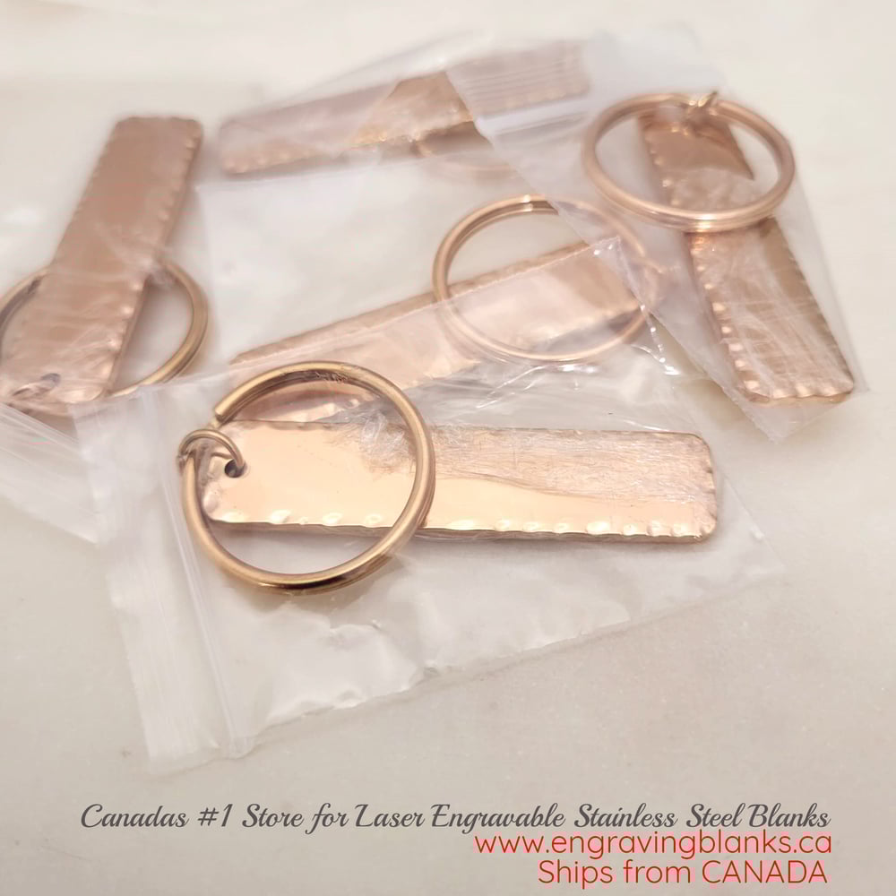 Image of Rectangle Rose Gold Hammered Keychain Blanks