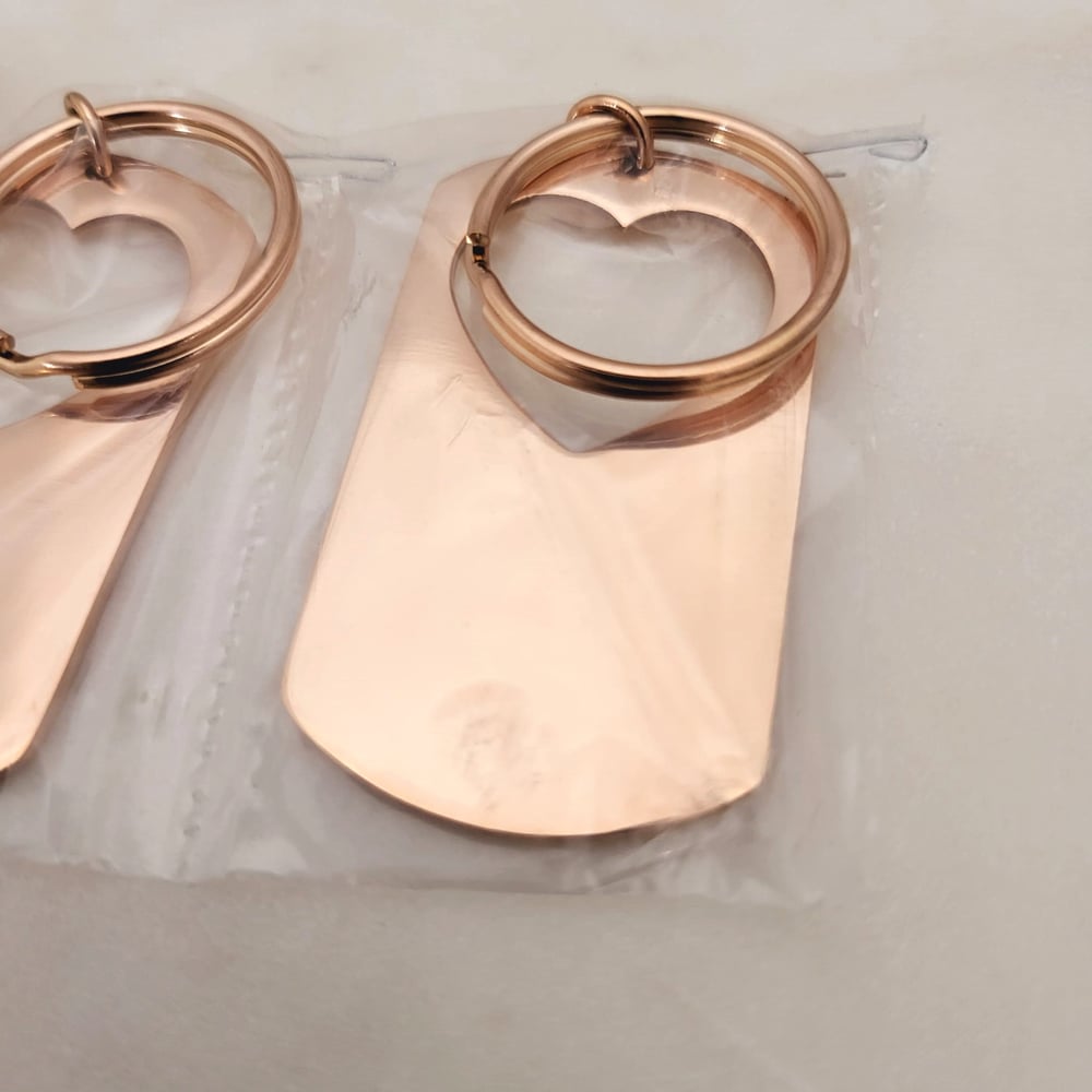 Image of Heart Cut Military Tag Keychain in Rose Gold - Laser engraving Metal Blanks