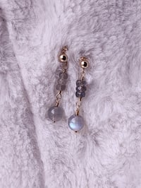 Image 1 of Labradorite Dangle Earrings, chic, Dainty Earring
