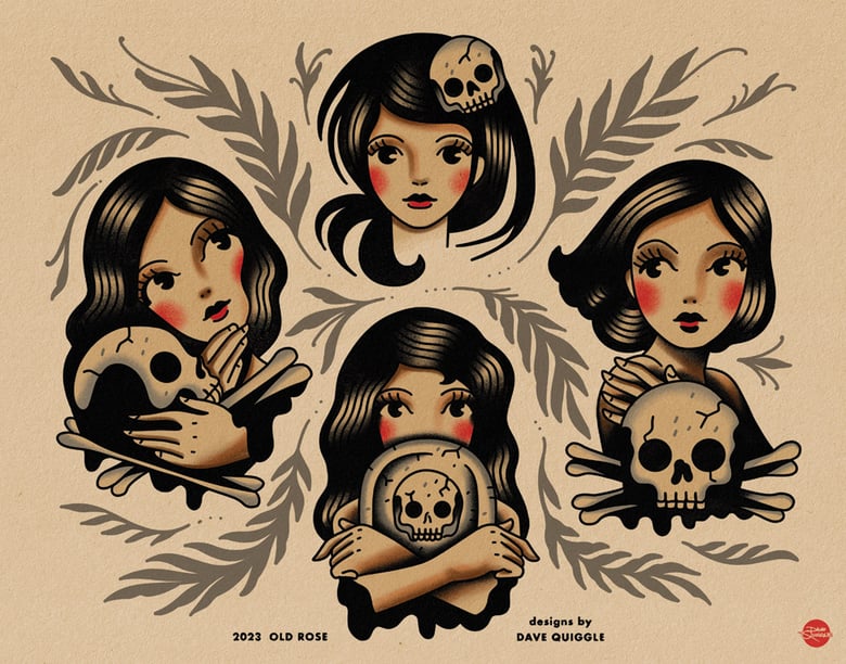 Image of Grave Girls - Tattoo Flash Sheet - Print