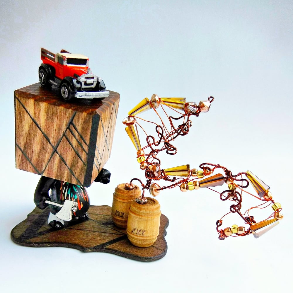 Bootlegger-gangster-Mickey-designer art toy-Public Enemies-toy art-wood toy- resin figure